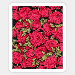 Red Peonies with Gold Leaves Sticker